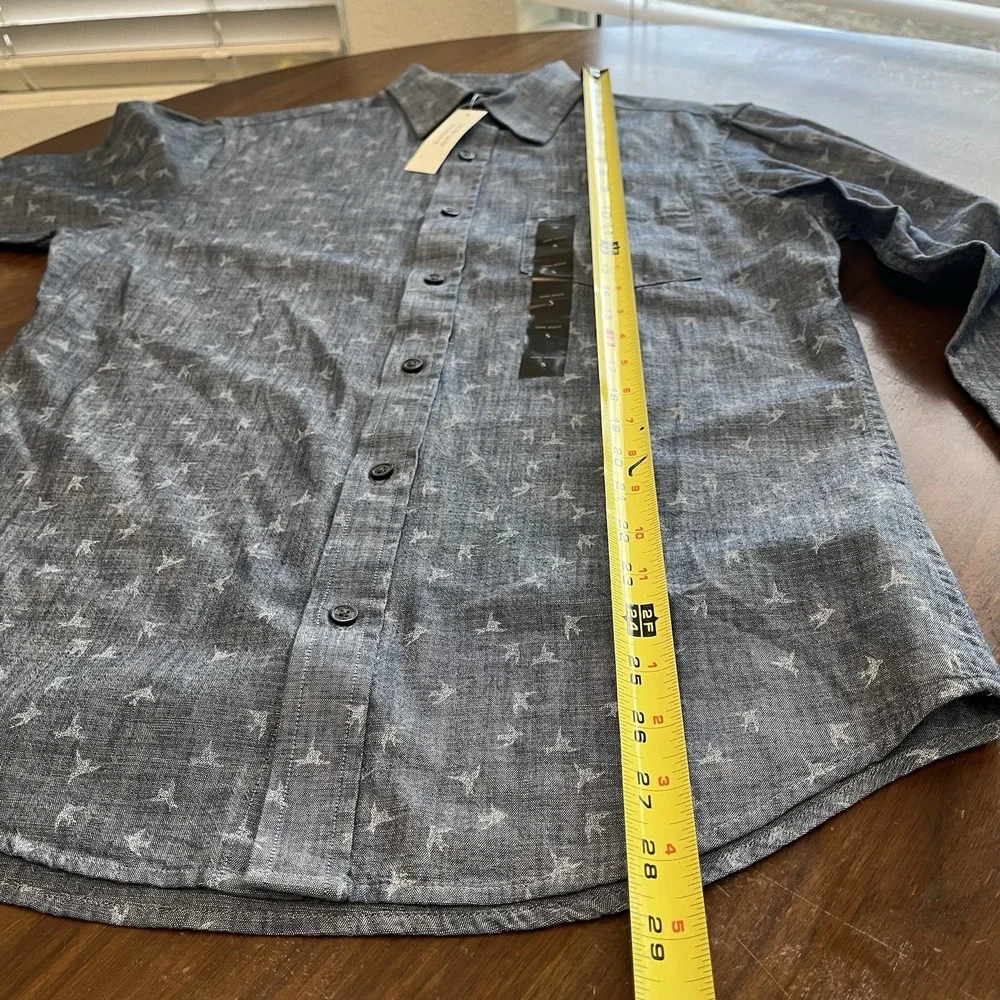 Banana Republic Soft Wash Men's S Cotton Blue Bird Print Button Down shirt NWT